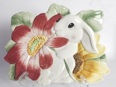 Vintage Fitz & Floyd Porcelain Rabbit Dish