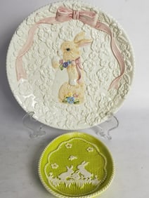 (2) Vintage Porcelain Rabbit Plates