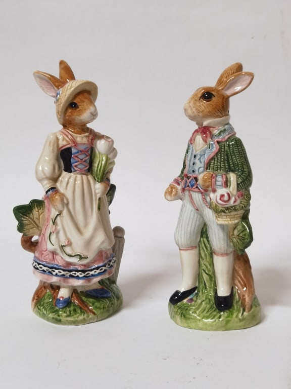 Pr. of Vintage Fitz & Floyd Porcelain Rabbit Salt/ (1 of 4)