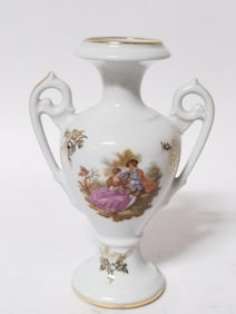 Vintage FM Limoges France Porcelain Figural Vase