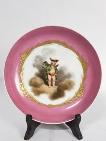 Antique Germany Gilt Porcelain Cherub Plate