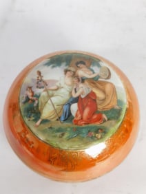 Antique Victoria China Gilt Porcelain Trinket Box