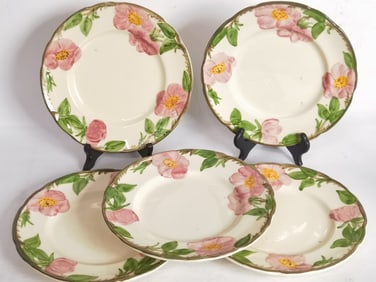 (5) Vintage Franciscan Porcelain Floral Plates
