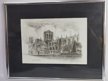 Vintage Etched Print of York Minster