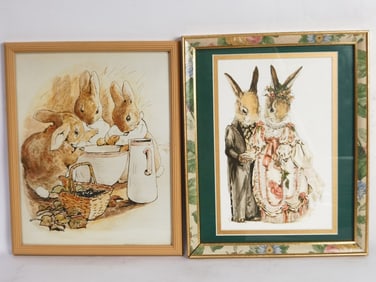 (2) Vintage Rabbit Prints