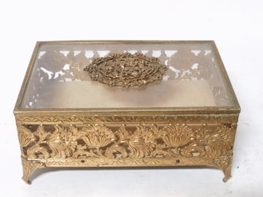 Vintage Gilt Metal Powder Box