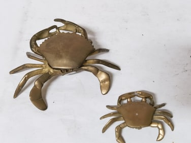 (2) Vintage Bronze Crab Boxes