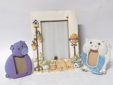 (3) Vintage Pig Photo Frames
