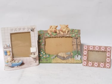 (3) Vintage Pig Photo Frames