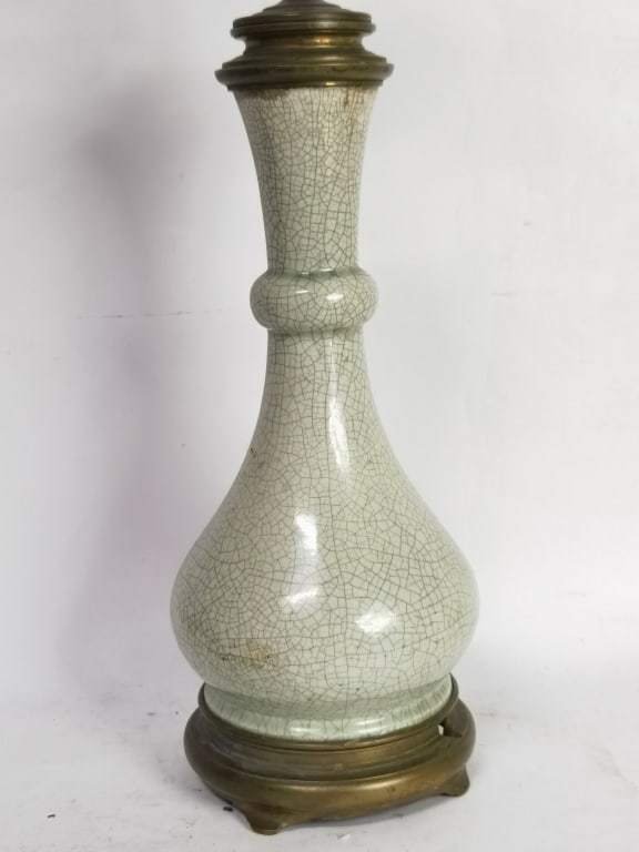 Antique Chinese Porcelain Ge Glaze Vase Lamp: Antique Chinese Porcelain Ge Glaze Vase Lamp, 24.5in