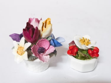 (2) Vintage England Porcelain Flower Bouquets