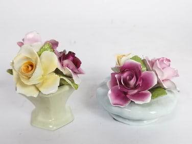 (2) Vintage Thorley England Porcelain Flower Bouqu