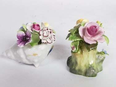 (2) Vintage Royal Doulton Porcelain Flower Bouquet