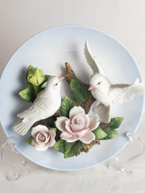 Vintage La Ruche Doves Porcelain Plate