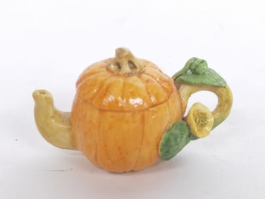 Vintage Khien Ceramic Miniature Pumpkin Teapot