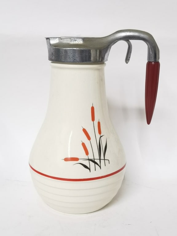 Vintage Sears Roebuck Cattail Pottery Coffee Pot (1 of 5)