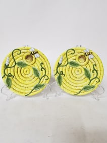 Pr. of The Bombay Co. Majolica Beehive Plates