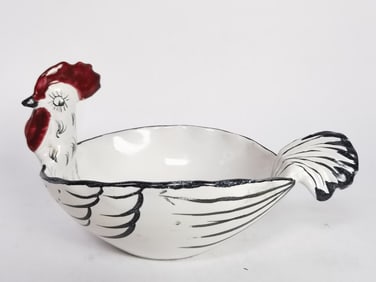 Vintage Italian Hand Painted Ceramic Rooster Dish