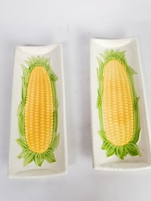 Pr. of Vintage Japanese Porcelain Corn Plates