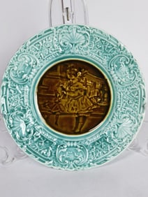 Antique Majolica Continental Blue Plate