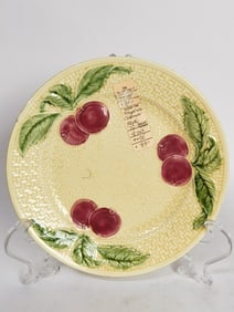 Vintage West Germany Majolica Cherries Plate
