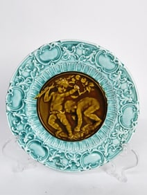 Antique Majolica Continental Blue Plate