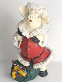 Large Vintage Christmas Pig Lady Figure