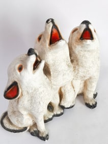 Vintage Mexican Chalkware Wolves Figurine