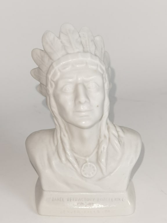 Vintage McDanel Refractory Porcelain Native Americ: Vintage McDanel Refractory Porcelain Native American Bust, 5in