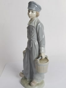 Vintage Lladro Spain Porcelain Boy with Buckets
