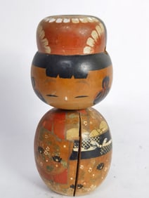Vintage Japanese Hand Painted Wood Kokeshi Doll