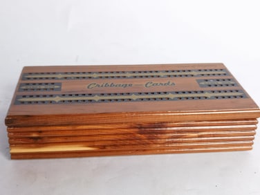 Vintage Cribbage Cards Cedar Card Holder Box