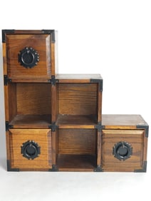 Vintage Japanese Wood Carved Tansu Curio