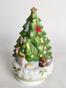 Vintage Porcelain Christmas Tree Music Box