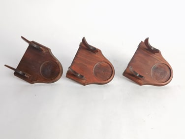 (3) Chinese Wood Carved Cup Saucer Hanging Stands