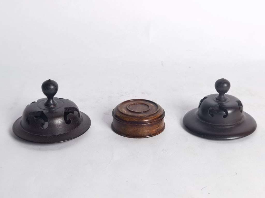 (3) Chinese Wood Carved Covers: (3) Chinese Wood Carved Covers, 3in by 3.5in