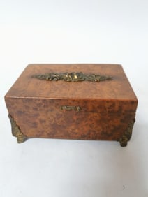 Vintage Ornate Moroccan Thuya Wood and Brass Box