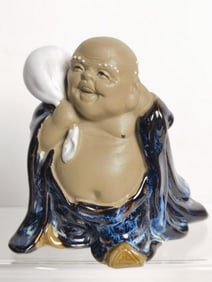 Vintage Chinese Shiwan Pottery Buddha Figurine
