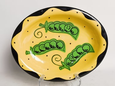1998 Vintage Porcelain Hand Painted Green Pea Plat