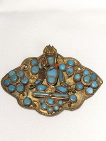 Vintage Chinese Tibetan Turquoise inlay Silver Pen