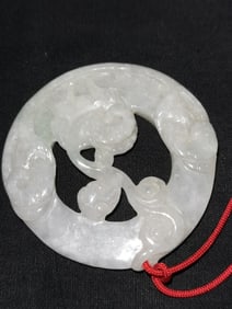 Chinese Jadeite Carved Dragon Pendant