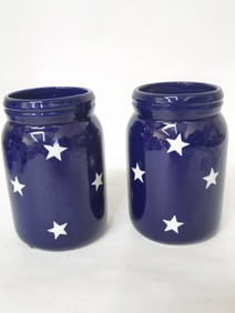 Pair of White Stars Blue Porcelain Jars