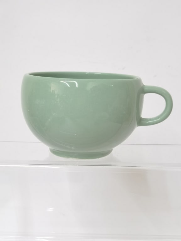 CostPlus Portugal Green Porcelain Cup: CostPlus Portugal Green Porcelain Cup, 4.25in