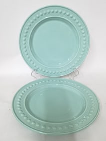 (2) Portugal Porcelain Light Green Plates