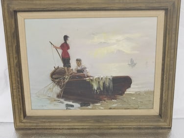 Vintage Southeastern Asian Oil Painting, Signed