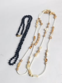 Onyx Faceted Bead and Agate/Glass Bead Necklaces