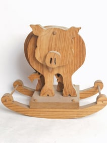 Vintage Wooden Pig Rocking Toy