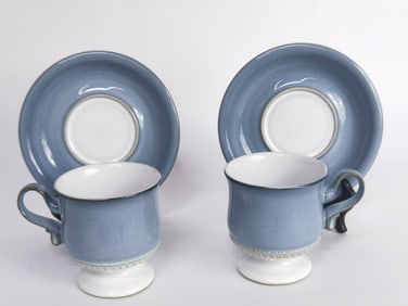 (2) Vintage Derby Castile Blue Cup Sets