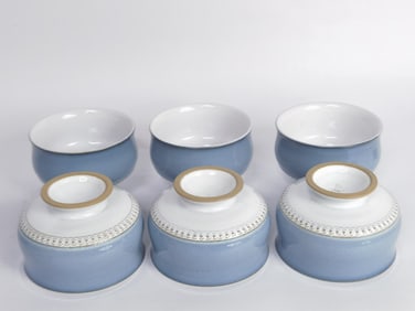 (6) Vintage Derby Castile Blue Bowls