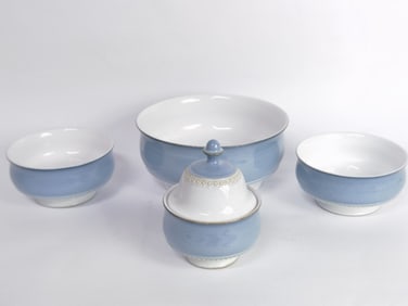 (4) Vintage Derby Castile Blue Bowls and Sugar Bow
